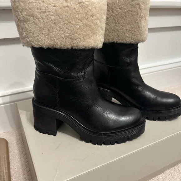 Marc Fisher Black and Cream Winter Rain Boots - Picture 7 of 9